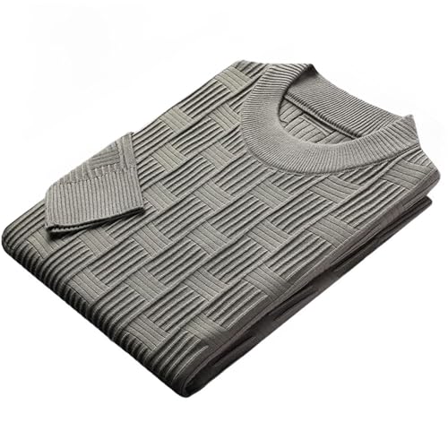 Men's O Neck Plaid Knitted Sweater Casual Warm Comfortable Pullover