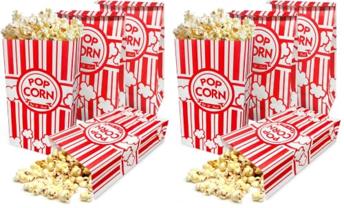 Image of Flat Bottom Popcorn Bags, 2 oz Paper Popcorn Bags for Family Movie Night Baseball Themed Carnival Christmas Birthday Party (200Pcs) (Pack of 2)