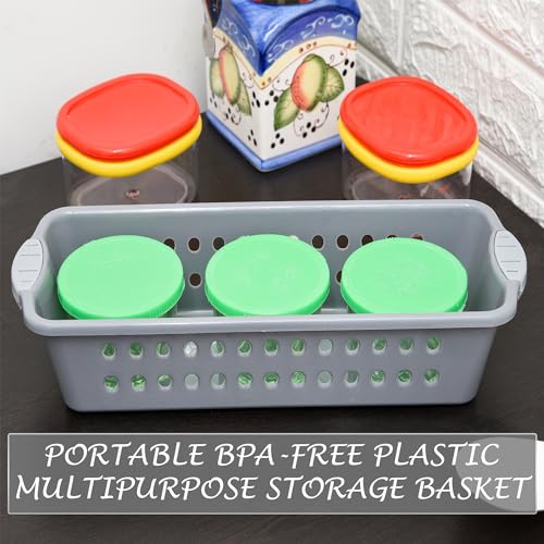 Image of Heart Home Pack of 2 Storage Basket | Storage Organizer for Refrigerator-Vegetables-Stationery | Multipurpose Cabinet Shelf Rack | Storage Box for Kitchen | JAWA-2 | Medium | Gray & Brown