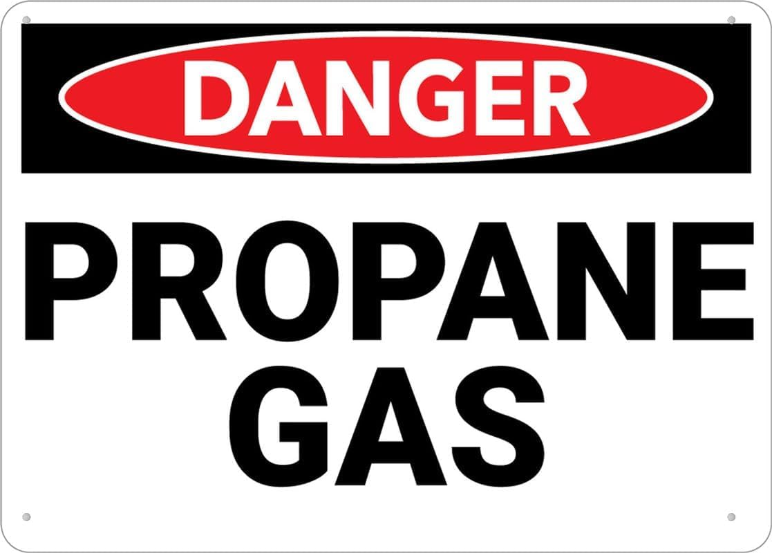 Danger Propane Gas Rust Free Aluminum Sign - UV Ink Printing, 7-Year Weatherproof Decor with Pre-Drilled Holes for Home - 12x16 Inch​