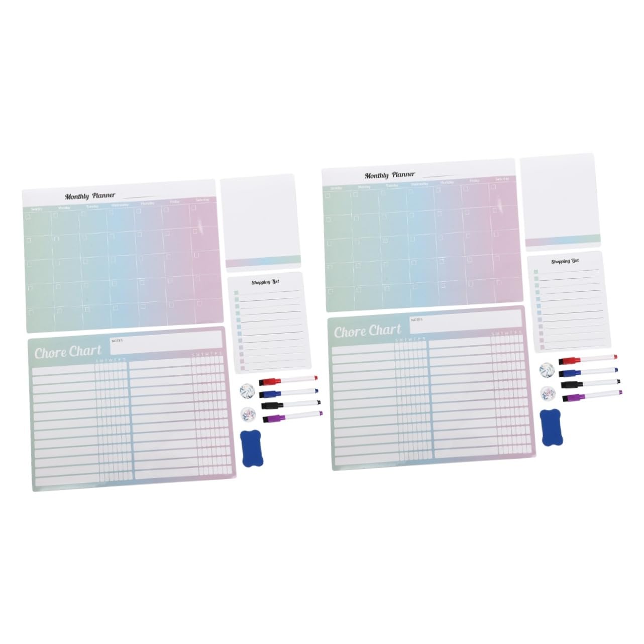 STOBOK 2sätze Magnetische Planungsboards Mit Abwischbare Kühlschrankkalender Für Wöchentliche Und Monatliche Organisation Inklusive Zubehör Für To-do-listen Und Aufgabenplanung