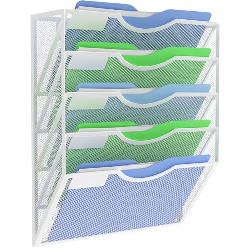 Kuntine.B Wall File Organizer Office (White, 5 Tier)