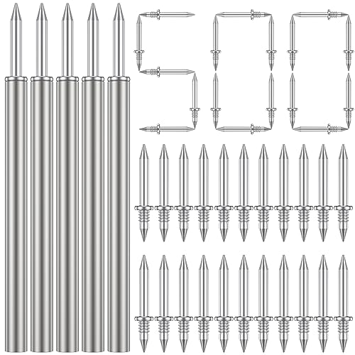 500PCS Double-Head Skirting Thread Seamless Nail, Invisible Security Screws, Metal Skirting Line Without Marks Nail, Rust-Proof No Trace Skirting Thread Screws Set with 5 Rods for Skirting Line