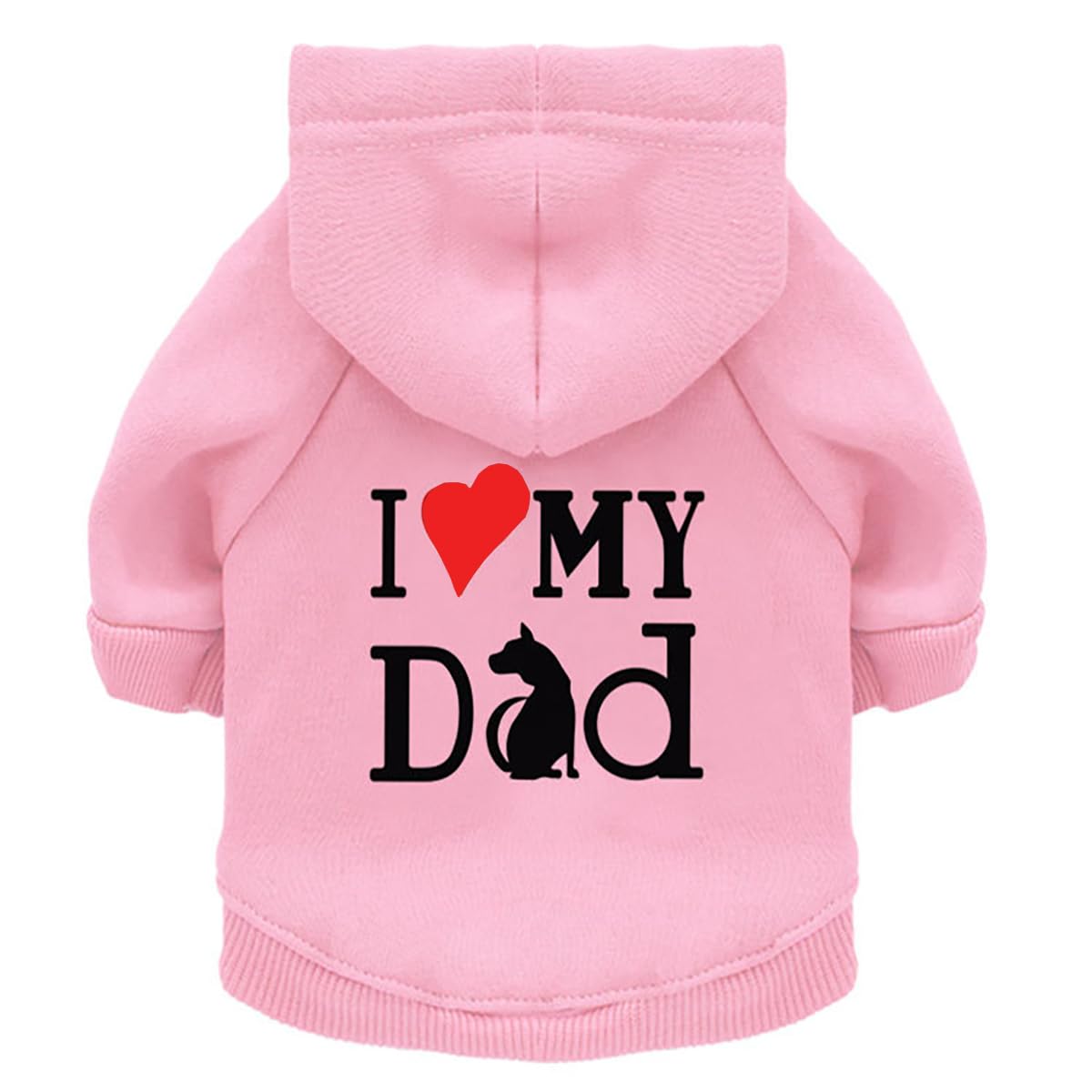 Izefia Dog Hoodie Clothes I Love My Dad Fleece Sweater Winter Sweat Shirt Warm Cotton Hoodies for Small Dogs Cat Daddy Pink M
