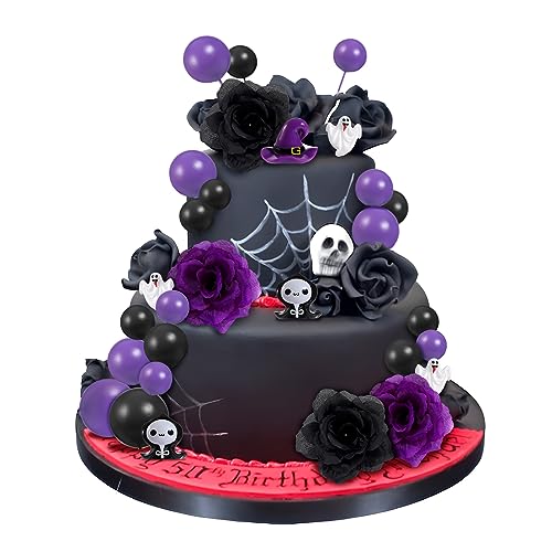 RAYNAG 44 Pieces Halloween Cake Toppers, Gothic Wedding Spooky Pa...