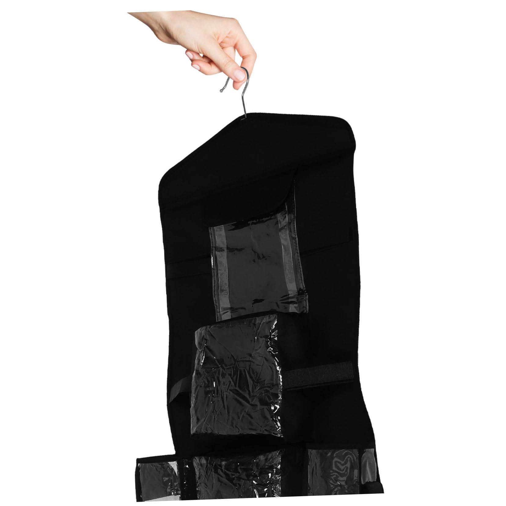 LOPUNER Türhänger Organizer für Geschenkpapier Aufbewahrungsorganizer mit Haken Polyester und Kunststoff Schwarz für Ordnung im Schrank