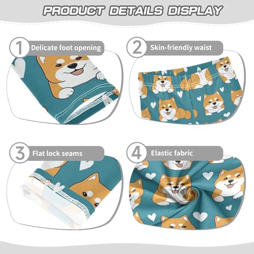 Wusikd Shiba Inu Dog Girls' Leggings Toddler Doodles Hearts Kids Yoga Pants Dance Active Tights 4T3