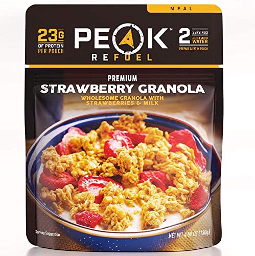 Peak-Refuel-Strawberry-Granola-Premium-Freeze-Dried-Camping-Food-Backpacking-Hiking-MRE-Meals-Just-Add-Water-100-Real-Fruit-23g-of-Protein-2-Serving-Pouch
