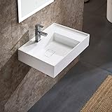 Dowell Wall Mounted Bathroom Sink Rectangular Bowl Stone Resin Sink Luxury ADA Compliant Sink Non-overflow & Single Faucet Hole Floating Sink Perfect for Every Bathroom - Single Bowl - 24' x 18'
