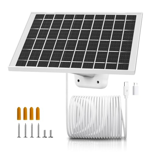 Image of 3-Pack Solar Panel Camera Charger Fit for Eufycam 3 /3C s300 /2,2 Pro, 2C, 2C Pro,c210,s330,s340,e340, E, Eufy E20, E40 /L20 /L40 /S40 /4G Security Camera Micro USB Type-C 10FT Charging Cable