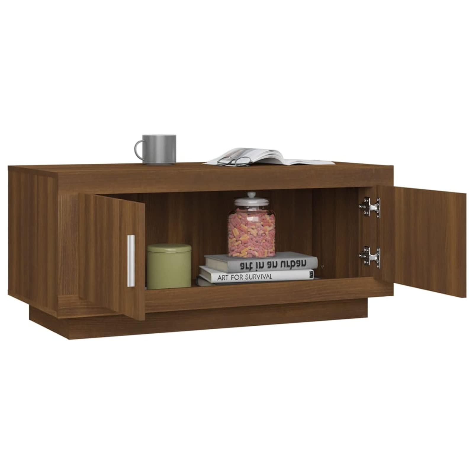 Homgoday Tavolino da caffè in rovere marrone, 102 x 50 x 45 cm, tavolino da tè per soggiorno, sala d'accoglienza degli ospiti, camera da letto e ufficio, mobili 1702