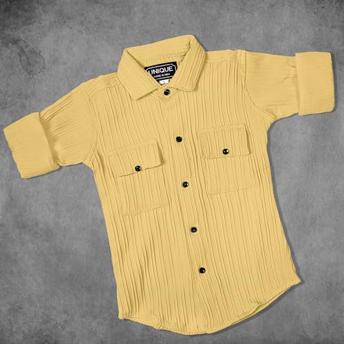 Image of Zilcon Boys' Long Sleeve Button Down Shirt for Kids Woven Solid Two Pockets