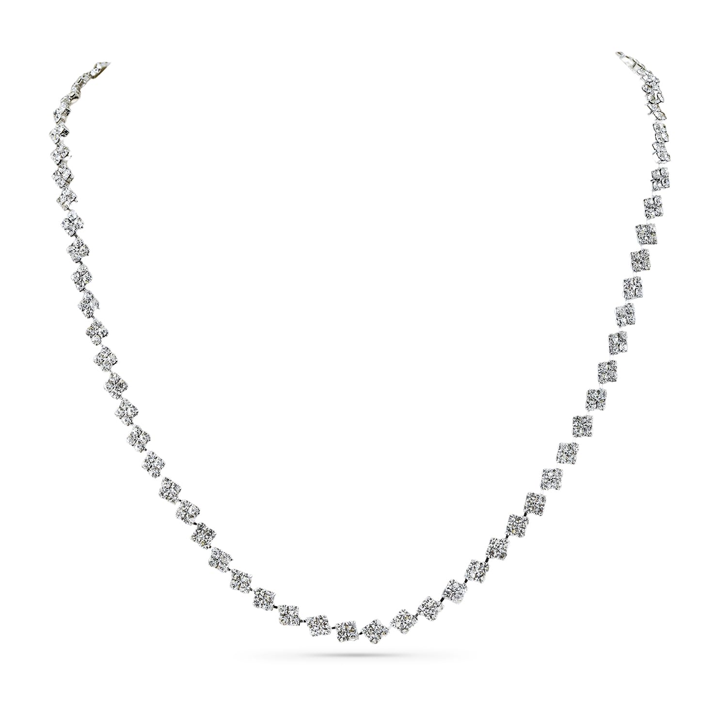 rubans Rhodium-Plated White Cubic Zirconia Studded Classic Tennis Necklace for Women & Girls – Parties & Special Occasions-picture-11