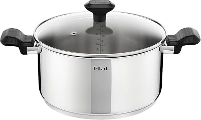 Tefal Comfort Max 24cm Stainless Steel Stewpot, Durable Casserole Dish with Glass Lid, Induction Compatible, Ergonomic Stay-Cool Handles, C9734604