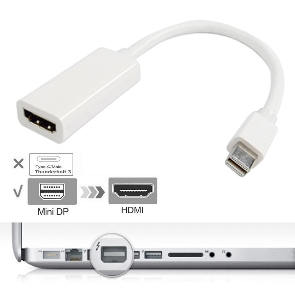 CableccThunderbolt-Kabel MacBook 2013/2014/2015, Thunderbolt-Anschluss für schnelles Video- und Datentransfer