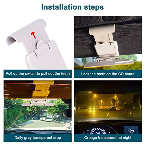 BESWORLDS Car Sun Visor, 2 in 1 Universal Day and Night Anti-Glare Car Sun Visor, Adjustable HD Anti-Glare Dazzling Goggle Day Night Mirror Vision For Day/Night for Driving - Thumbnail 6