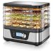 Arendo - Dörrautomat Edelstahl mit Temperaturregler - Edelstahl Dörrgerät für Lebensmittel Fleisch Früchte Gemüse - mit Timer bis zu 24 h - 35-75 Grad - 5 Einlegefächer - GS - Dehydrator - BPA frei