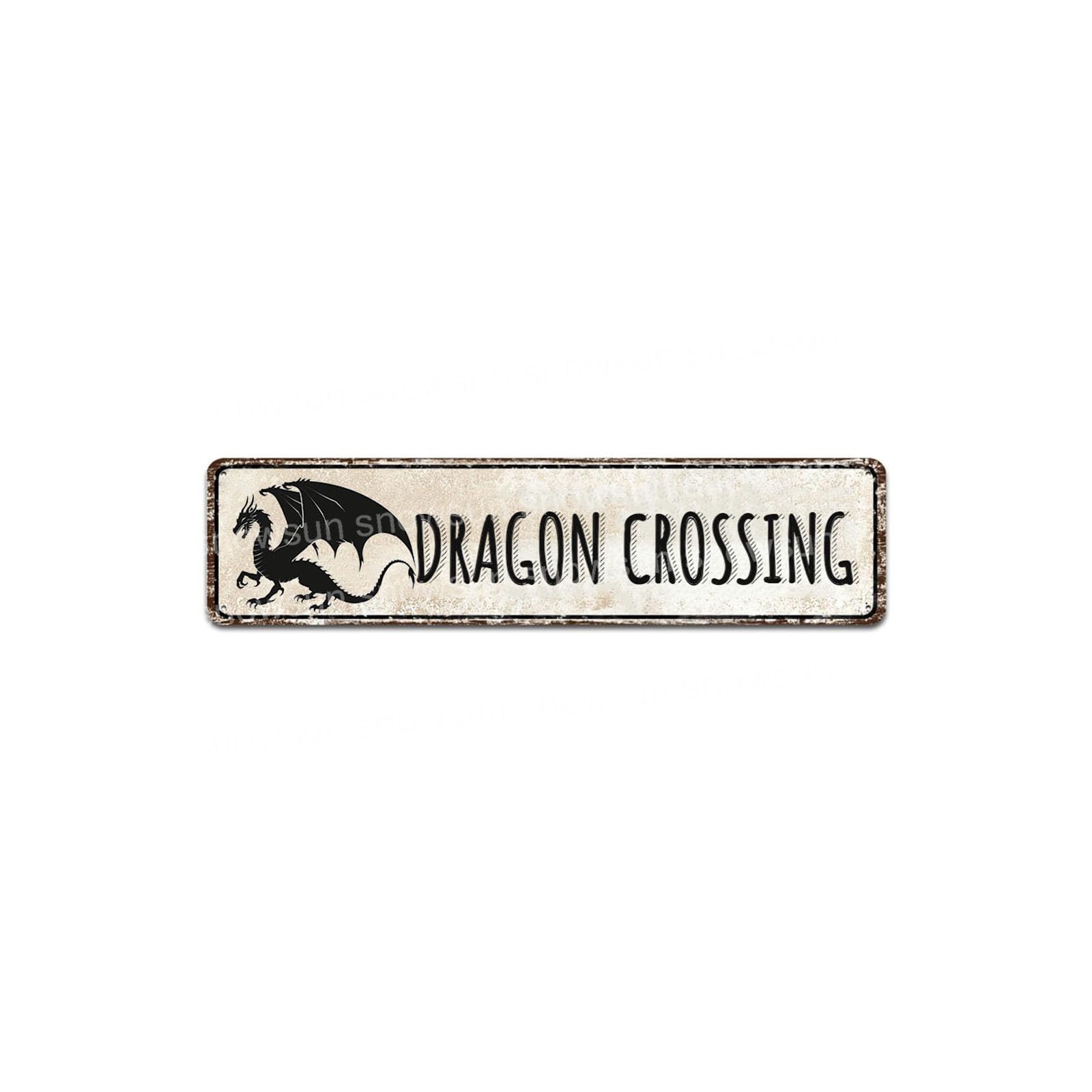Dragon Crossing Vintage Metal Signs Retro Tin Sign For Home Bar Office Outdoor Garden Wall Decor 4x16 Inch
