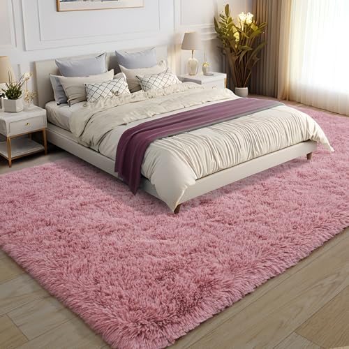 KING DARE Large Shag Area Rug 6x9 for Living Room, Plush Fluffy Rug for Bedroom and Nursery, Non-Slip Fuzzy Shaggy Carpet for Kids Girls Room Dorm Home Decor Aesthetic, Blush