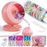 ETUDAW Electric Bead Spinner for Jewelry Making, Automatic Clay Beads for Cool Necklaces and Bracelets Maker, Beginner Bracelet Making Kit, DIY Arts and Crafts Birthday Gifts(Pink)