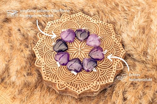 Lebensquelle Plus Herzanhänger aus echtem Edelstein 2x2 cm | Anhänger Herz mit silberfarbener Öse (Amethyst)