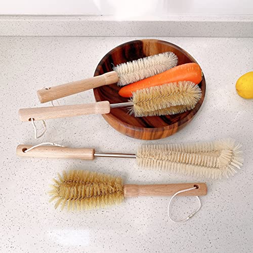 Uptaly HJ229 10 Inch Bottle Brush, V Type Bristle Brush With Beech Wood Handle, Washing Brush With Wooden Handle, Kitchen Cleaning Tool, Brushes For Dish, Tumbler, Teapot thumb #2