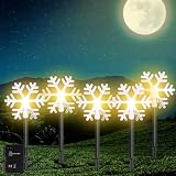 5 Stück LED Schneeflocken Weihnachtsbeleuchtung Außen Batteriebetrieb, Außenbeleuchtung Weihnachten Warmes Licht, Weihnachtsdeko Aussen für Garten/Bäume/Außen/Terrasse