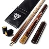 CUESOUL 3/4 Jointed Snooker Cue 57 inch Handcraft with Extension/Joint Protector Packed in Leatherette Cue Bag