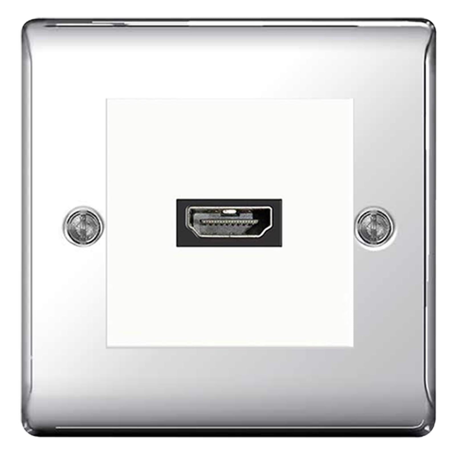 BG Nexus Polished Chrome HDMI Socket White insert EMHDMIW NPCEMS2