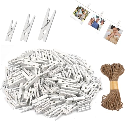 Deepton 150 Stück Holzklammern Klein Weiße, 2.5/3/3.5cm Mini...