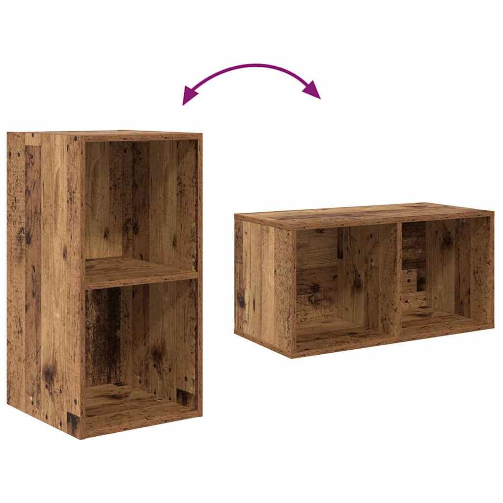 TV-Schrankset Altholz Optik, 4-teilig, 37x37x72 cm, Holzwerkstoff, Wandmontage, Media Center für Wohnzimmer, Schlafzimmer