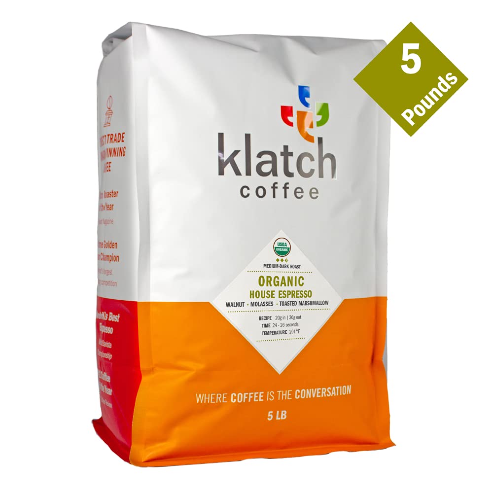Klatch Coffee Organic House Espresso MediumDark Roast, 2 Pounds, Whole Bean