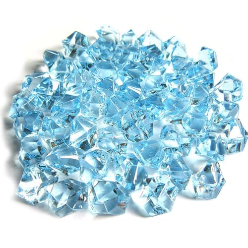 VEOIRXU 500 Stück Klare Eeiswürfel, Acrylique Eiswürfel, Deko Diamanten, Klare Edelsteine, Wiederverwendbar Deko Steine Kristall zur Dekoration, Zubehör, Hochzeit, Party, Aquarien, Vasen (5x7mm, Blau)