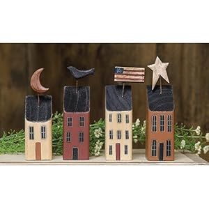 Wooden House Sitters | 5 inch Primitive Houses Blocks Wooden House Sitters 5 inch Primitive Houses Blocks