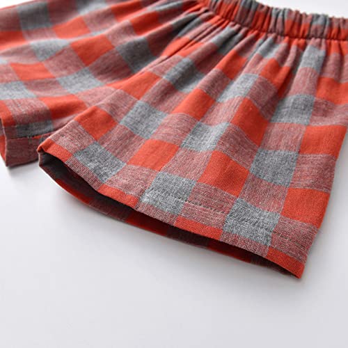 Toddler Plaid 𝐏a𝐣ama Set Short Sleeve Button Down Shirts and Shorts for Girls Boys Summer Outfits Loose Loung𝐞wear3