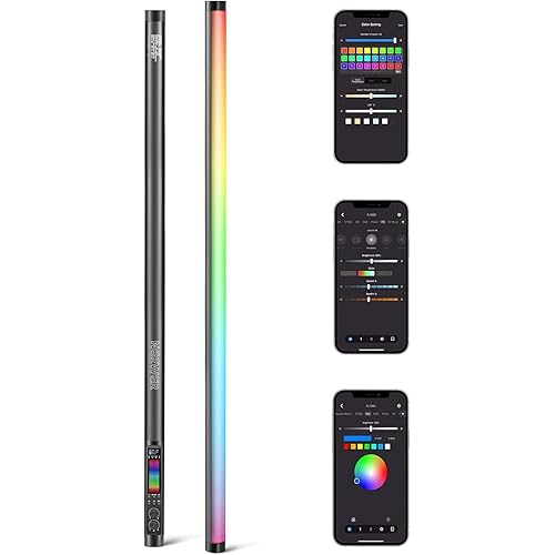 NEEWER TL120C RGB Tube Light, 42W Full Color RGBWW Photography LED Video Light Wand Stick with APP/2.4G/DMX Control, 7 Pixel Effects/18 Scenes, 2500K-10000K CRI97+ TLCI98+, 6000mAh Battery
