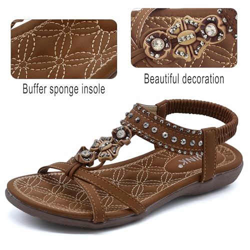 Women Sandals Comfortable Bohemian Flats Walking Strap Elastic Slip On Casual Beach Sandal Shoes for Summer3