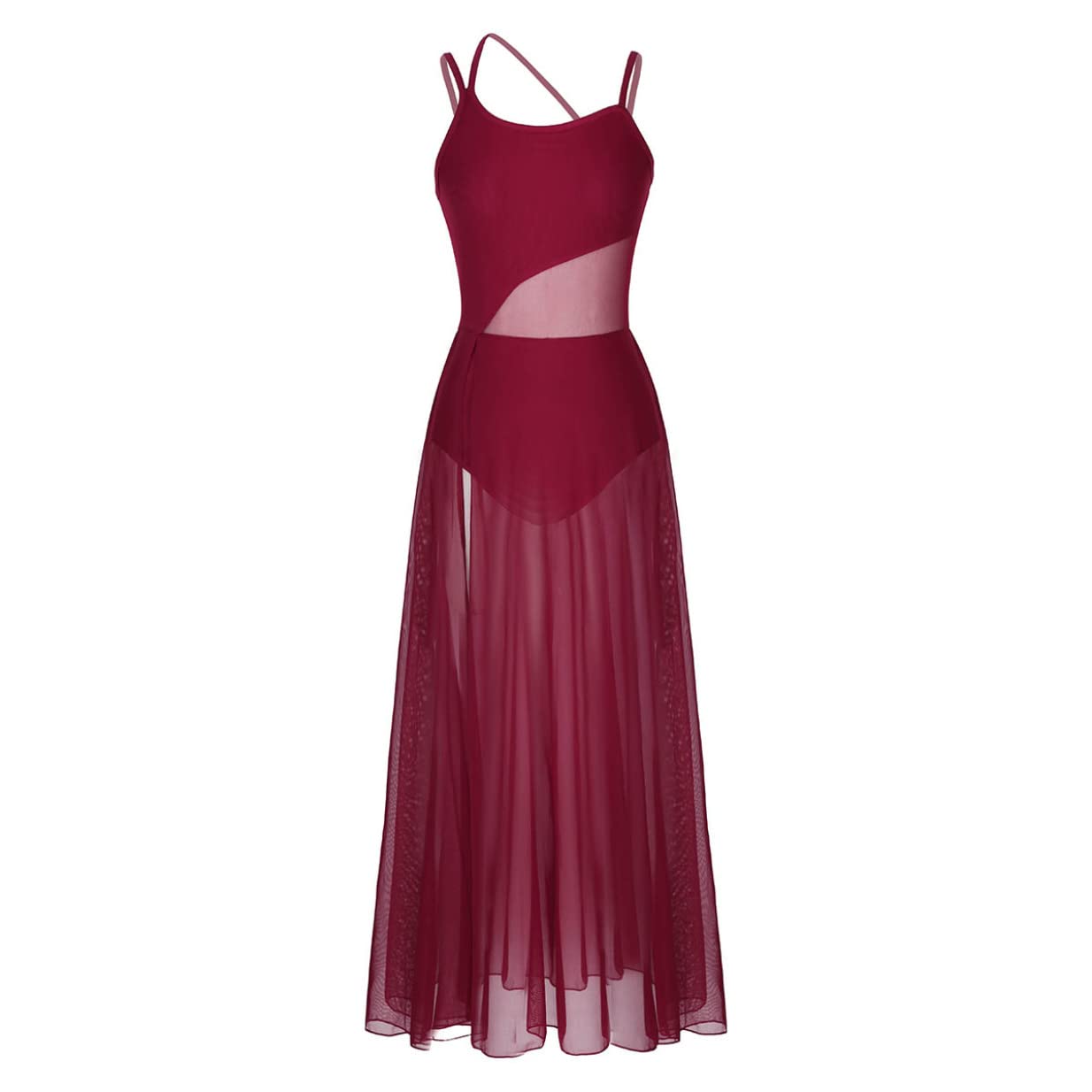 Oyolan Femme Robe Danse sans Manches Justaucorps Robe Danse Contemporaine Tenue Salsa Rumba Latine Costume Dancewear