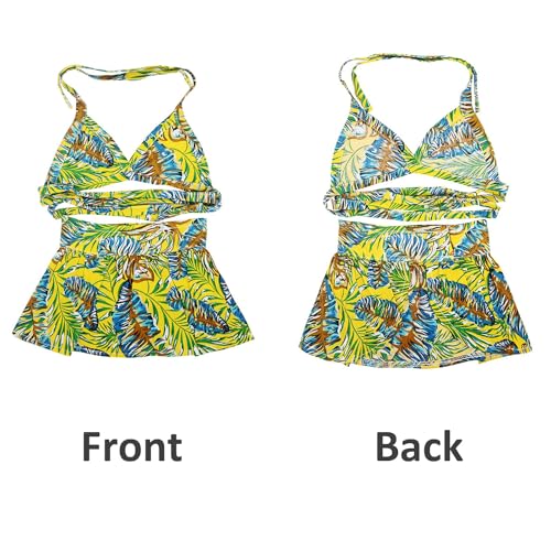 Image of Dog Bikini Swimsuit Summer Puppy Bathing Dress Beach Clothes Cat Costume for Puppy Dog Cat Yellow Hawaii S