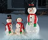 Christmas 3pc Tinsel Snowman w/Stick Arms Family Holiday Decoration