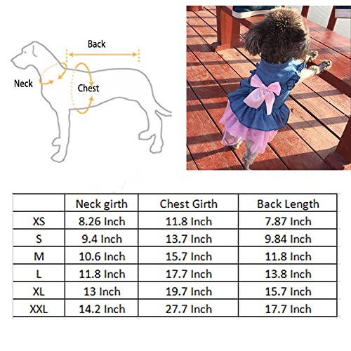 Aniac Pet Denim Dress With Cute Bow-Knot Comfy Vest Skirt Lace Trim Tutu Summer Spring Clothes For Cats And Small Dogs (Xx-Large) #TOP3
