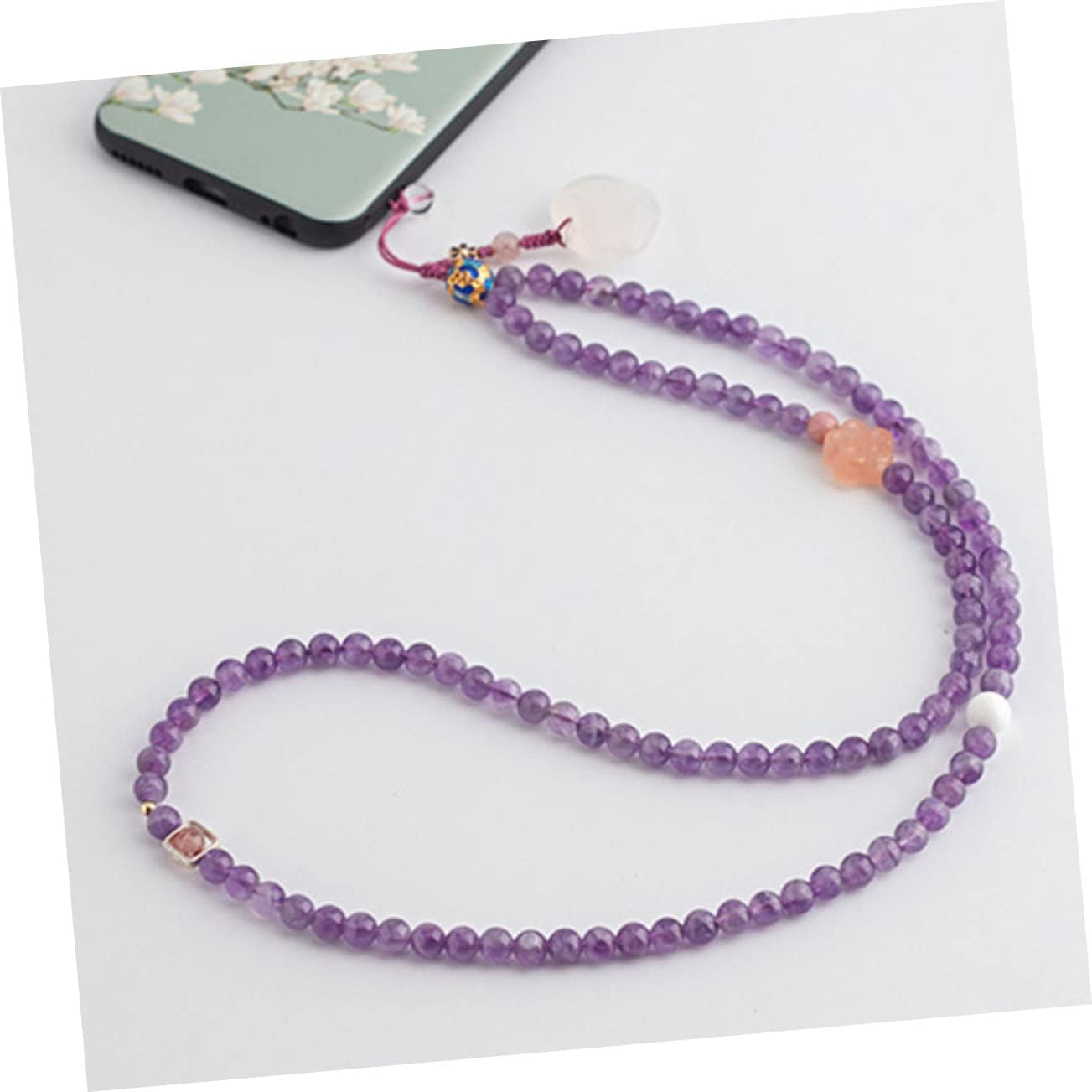 jojofuny Amethyst Lanyard Phone Chain Decorative Phone Cord for Women Accessories