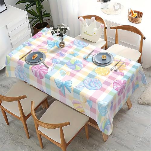 �e�[�u���N���X ���� �h�����H �h�� table cloth �X�C�[�c�p�X�e���� �s�� �N�u���[ �C�G���[�̃M���K���`�F�b�N�ɃL�����f�B�[�⃊�{�� �h�� ����h�~ ����ɂ��� �p�[�e�B�[�p �ƒ�p �Ɩ��p (White,55in×71in/140*180c