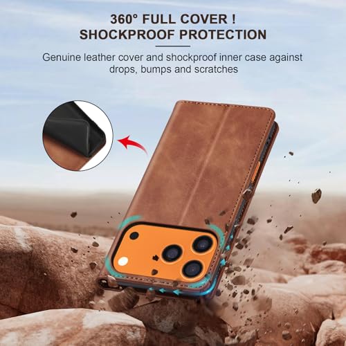 Image of Jasonyu Flip Wallet Case for iPhone 18 Pro Max /17 Pro Max,Brown