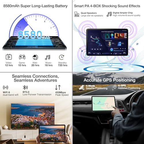 Image of T30STablet 11'' Android 14 16GB+256GB /1TB TF Octa-Core, 2.4K Display, 8580mAh, 4G-LTE Android Tablets, Bluetooth 5.0+2.4G /5G WiFi, Tablets with Pen, Keyboard