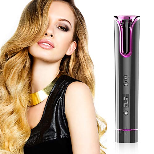 WanderLand Cordless Automatic Hair Curler, Wireless Hair Curler- Auto Curling Iron with LCD Temperature Display and Timer, USB Rechargeable Travel Curling Iron (New)