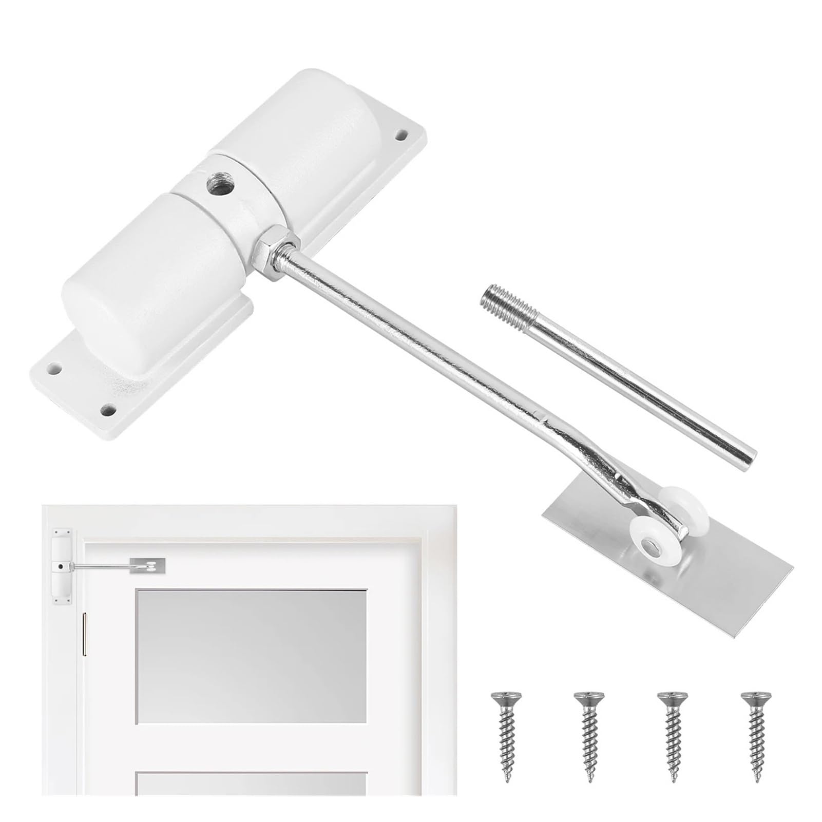 Forvexilla White 2Pcs Automatic Door Closer Adjustable Convert Hinged Door