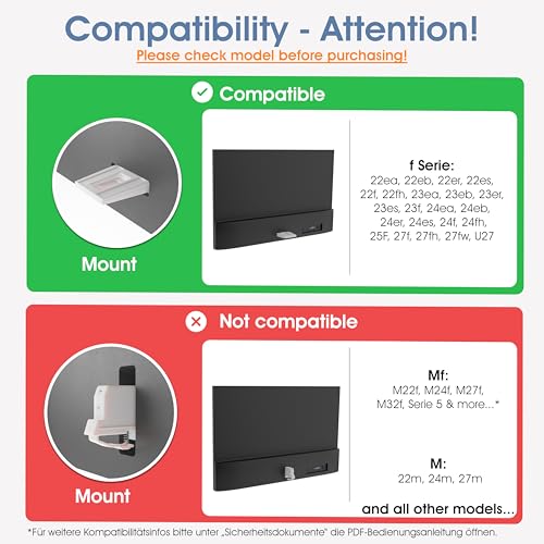 Image of 3IDEE VESA adapter compatible with HP monitor (22f, 22es, 22ea, 24f, 24fh, 24fw, 24es, 24er, 24ea, 27f, 27fh, 27fw, 27es, 27er, 27ea) - including screw set - 75x75 mm (Black) - 1-Pack