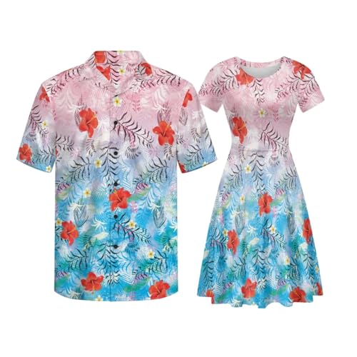 Image of AFPANQZ Couple Matching Outfit Casual Men's Button Down Shirt or Short Sleeve Summer Sundresses Dresses for Women 2026