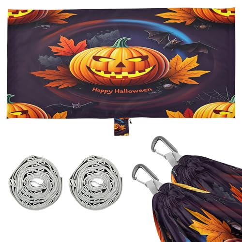 Takiito Carved Halloween Pumpkins Hammock 330 lb Capacity Travel Camping Hammock with Tree Straps, Portable Lightweight for Outdoor Beach Backpacking Backyard Patio